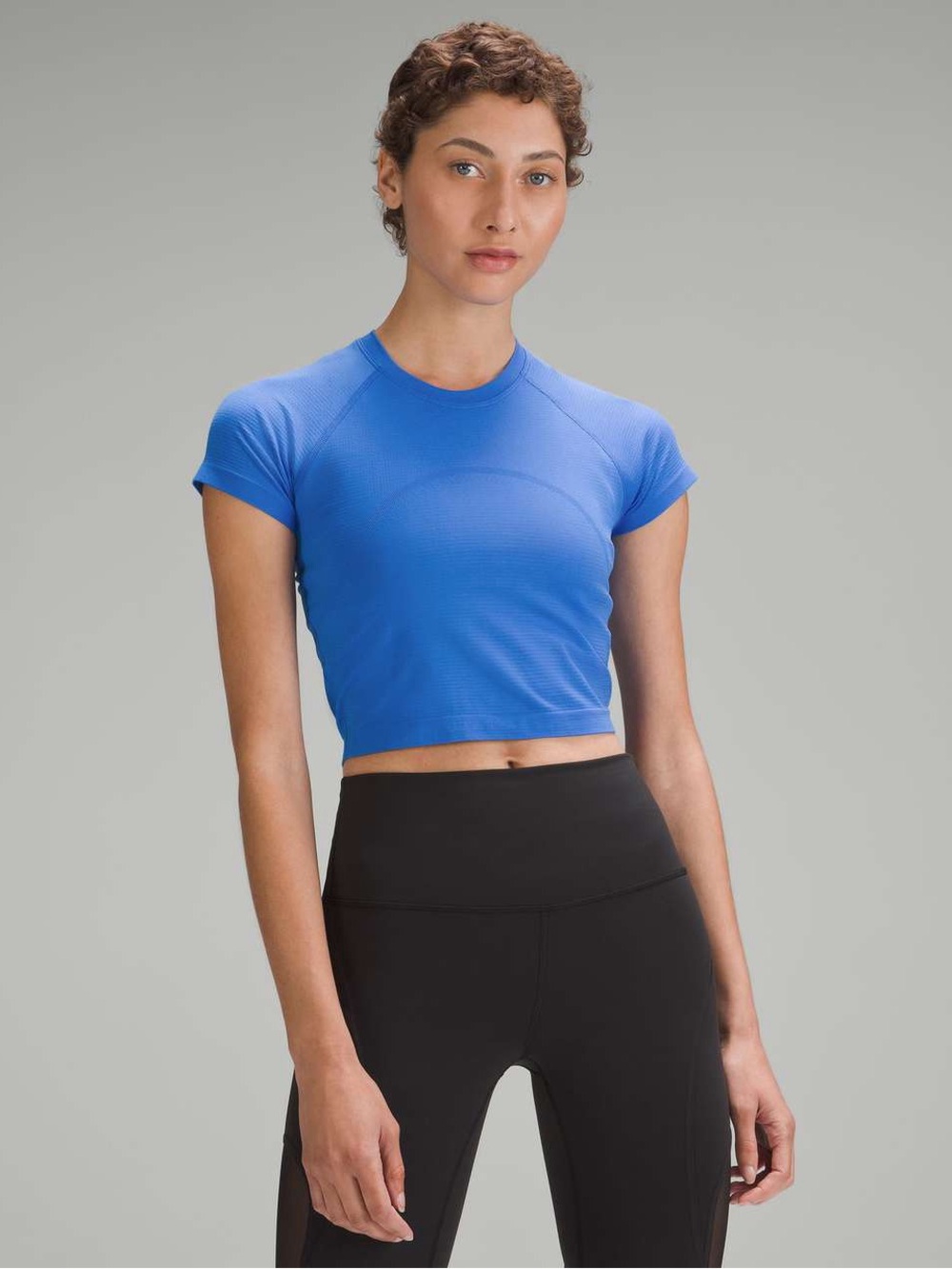Lululemon Swiftly Tech Cropped Short-Sleeve Shirt 2.0 in Pipe Dream Blue Size 12